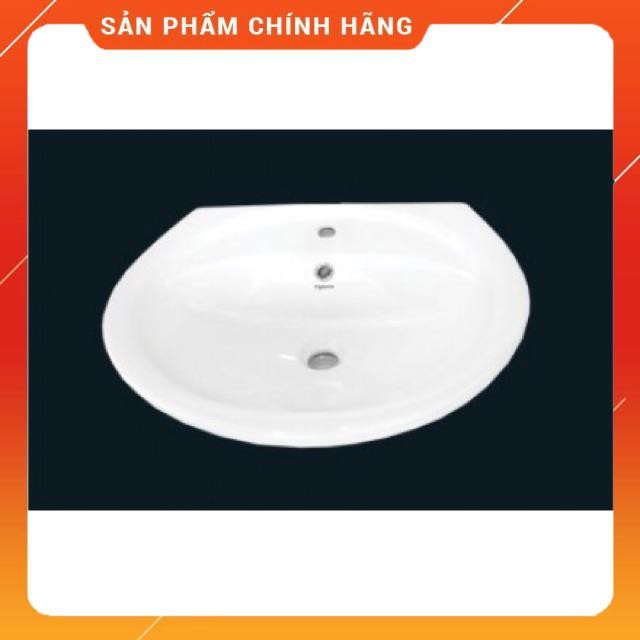 (SALE) Bồn Cầu Viglacera VI77 2 Khối Nắp Thường Kèm Lavabo VTL2- hàng chính hãng