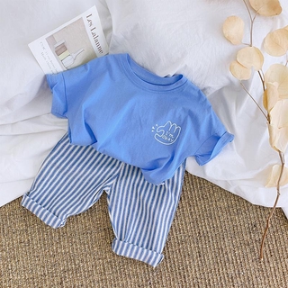 Set áo thun tay ngắn sọc ngang & quần short cho bé trai