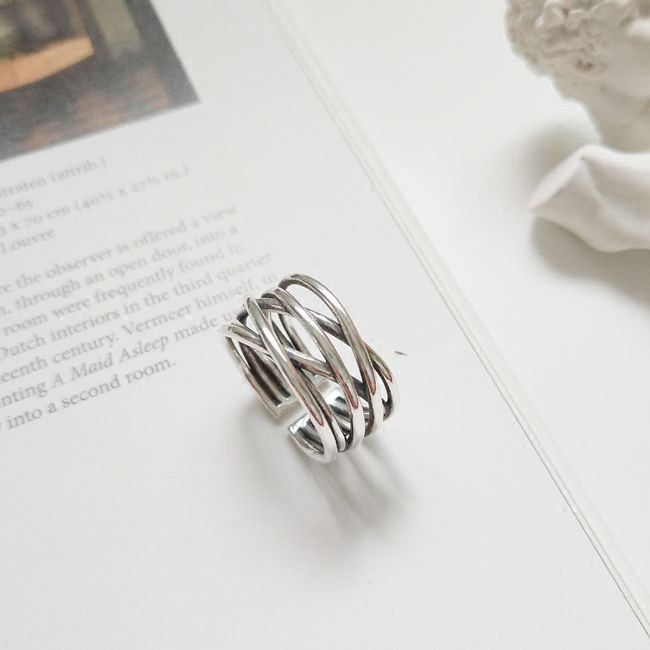 Nhẫn Hở Nhiều Lớp Phong Cách Hong Kong Cổ Điển Đơn Giản Thời Trang Unisex 23512