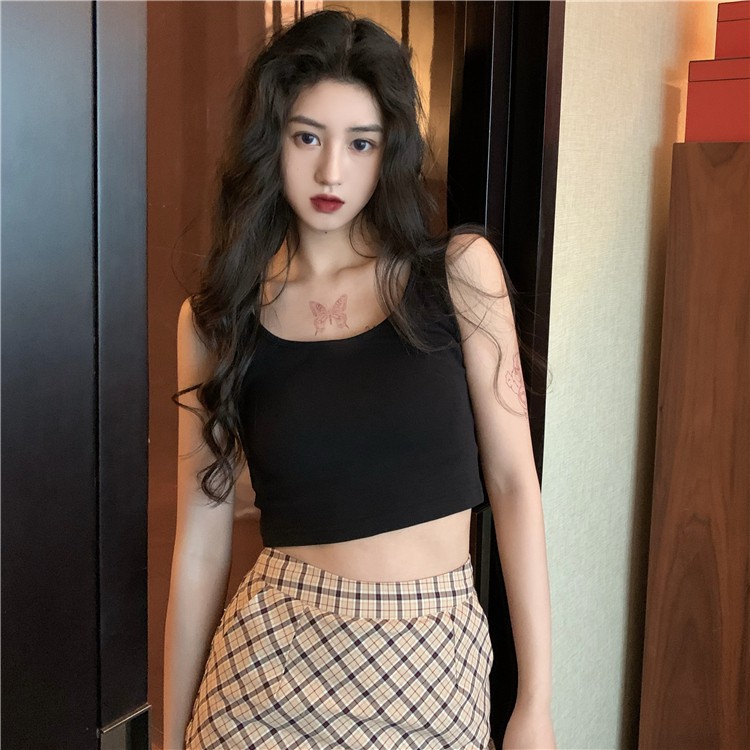 Xiaozhainv Áo hai dây màu trơn phong cách Hàn Quốc thời trang trẻ trung cho nữ