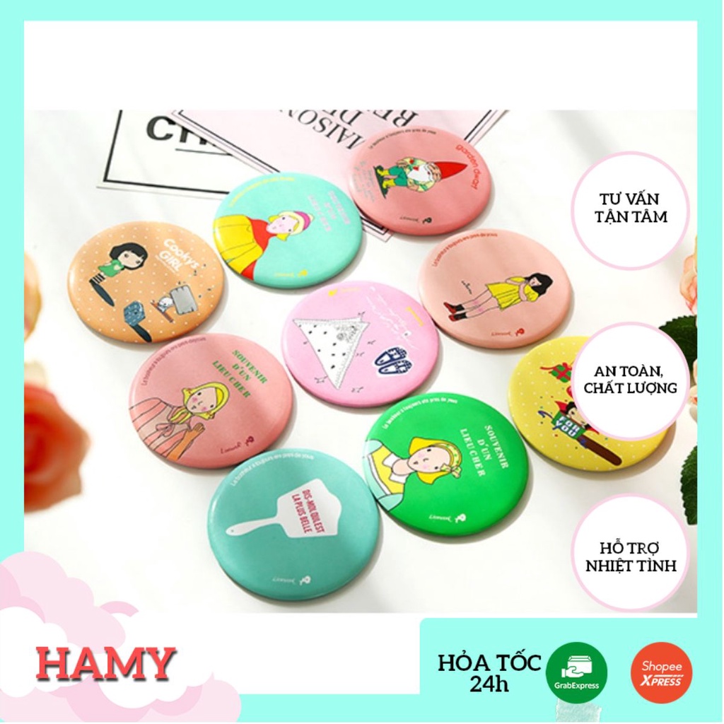 LẺ 1 GƯƠNG MINI CẦM TAY HÀN QUỐC DỄ THƯƠNG - GƯƠNG MINI BỎ TÚI HD6