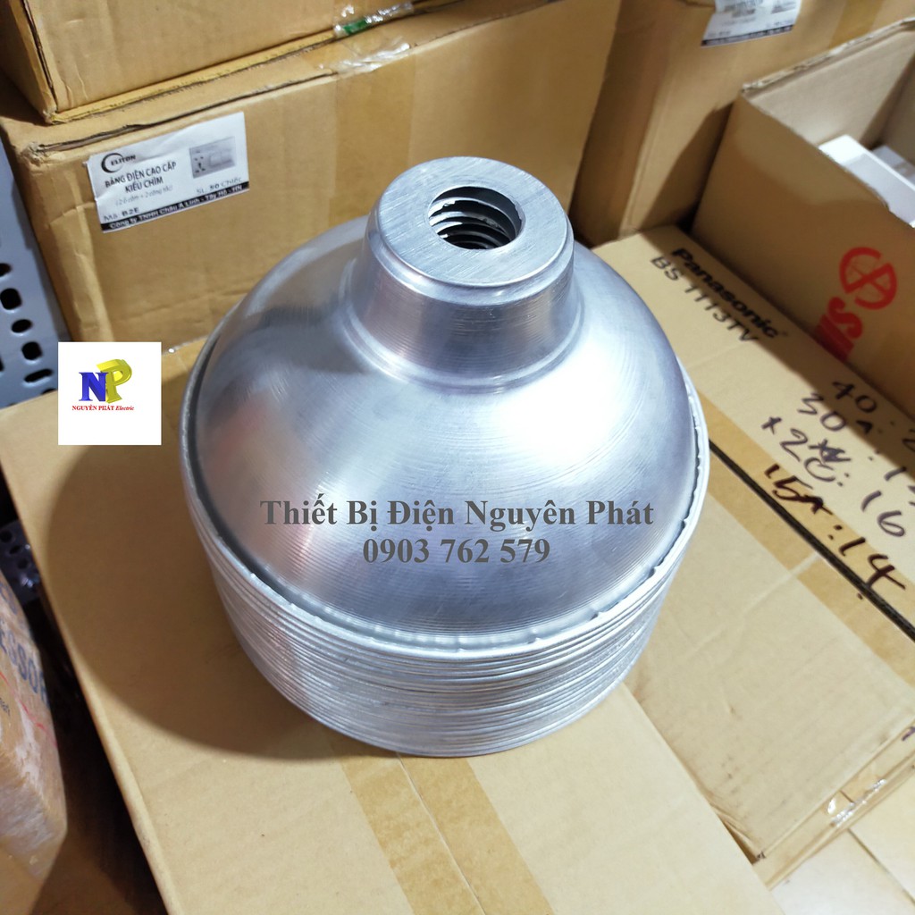 Combo 2 Chao Đèn Nhôm Kèm 2 Đuôi Đèn Kín Nước Xám Dây Dài 20cm