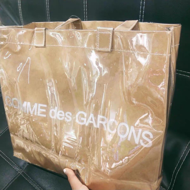 Túi xách du lịch size lớn CDG Túi Mua Sắm PVC Chữ Comme Des Garcons