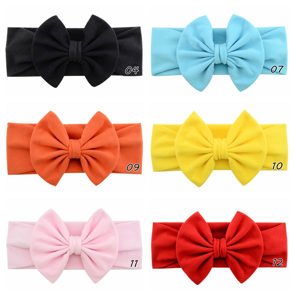 RainBow Bows 1 Băng Đô Cotton Mềm Co Giãn Màu Trơn Cho Bé