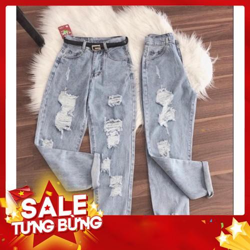 [ RẺ VÔ ĐỊCH ] Quần baggy jean rách nữ lưng cao đẹp giá rẻ chất jean mềm mịn cao cấp thời trang BEAUTIFULGIRL BG275