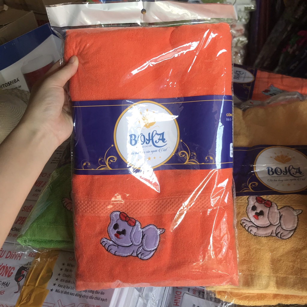 Khăn Tắm Thêu Hình Gấu 70x140cm Hàng Việt Nam Có Nhiều Màu