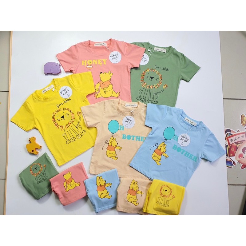 Tên sảnĐồ Bộ Bé Trai, Bé Gái Minky Mom Chất Cotton 100% Họa Tiết Sư Tử Gấu Pooh, Đồ Bộ Cho Bé Mặc Nhà Cộc Tay Mùa Hè