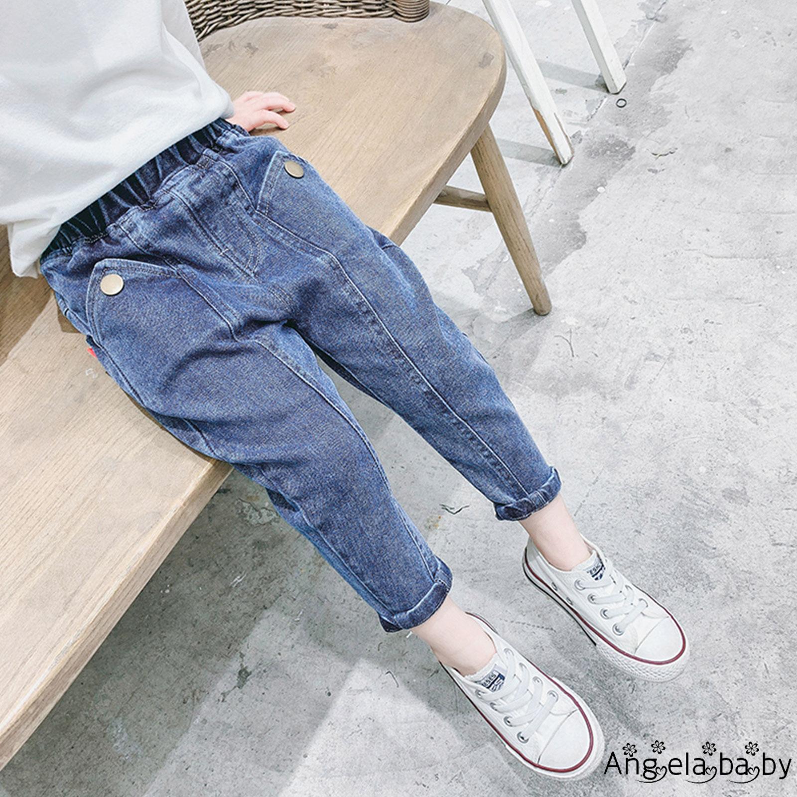 Quần Jeans Dài Lưng Thun Thời Trang Cho Bé