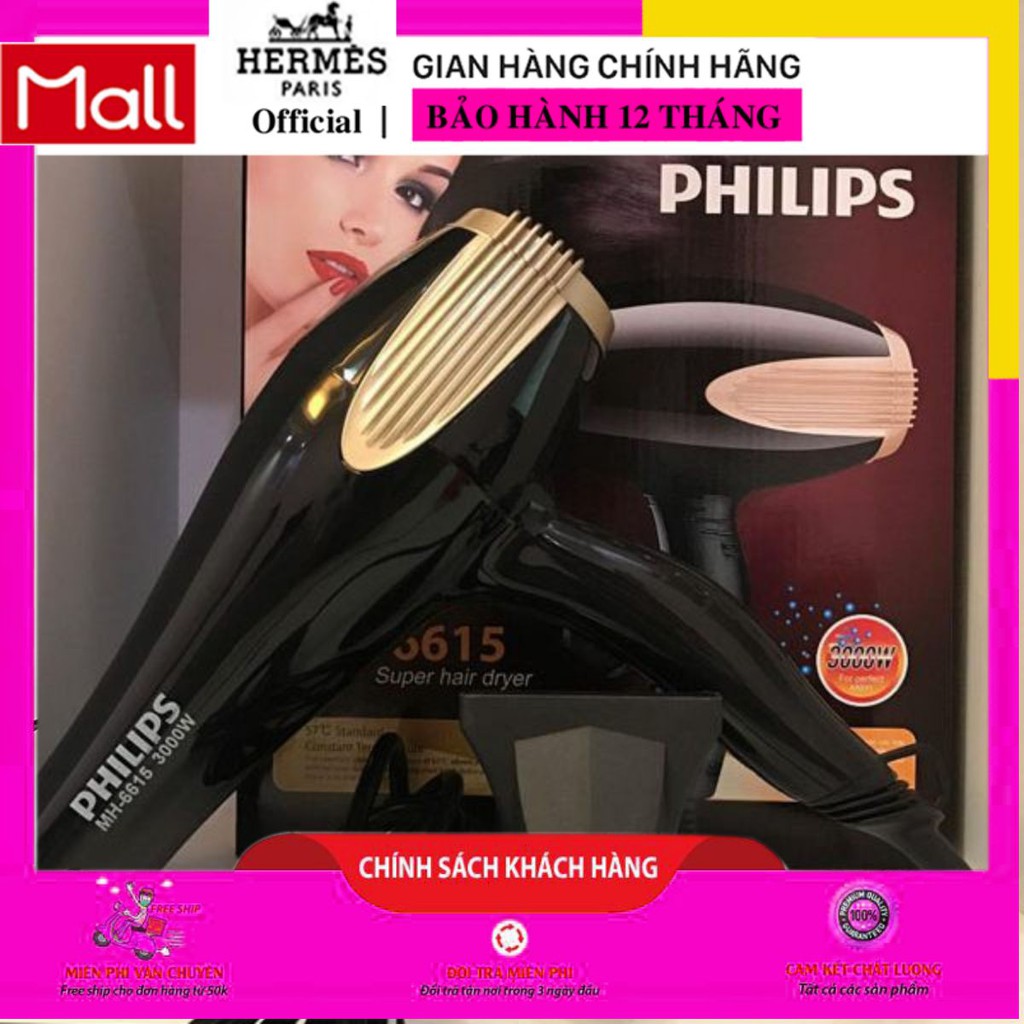 chính hãng- FREESHIP-  Máy Sấy Tóc 2 chiều Cao Cấp Philips PH-6615 2 Chiều 3000W MY77