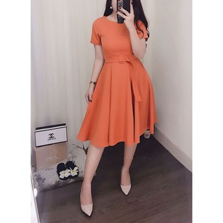 Đầm công sở, đầm xòe cotton dây eo thanh lịch