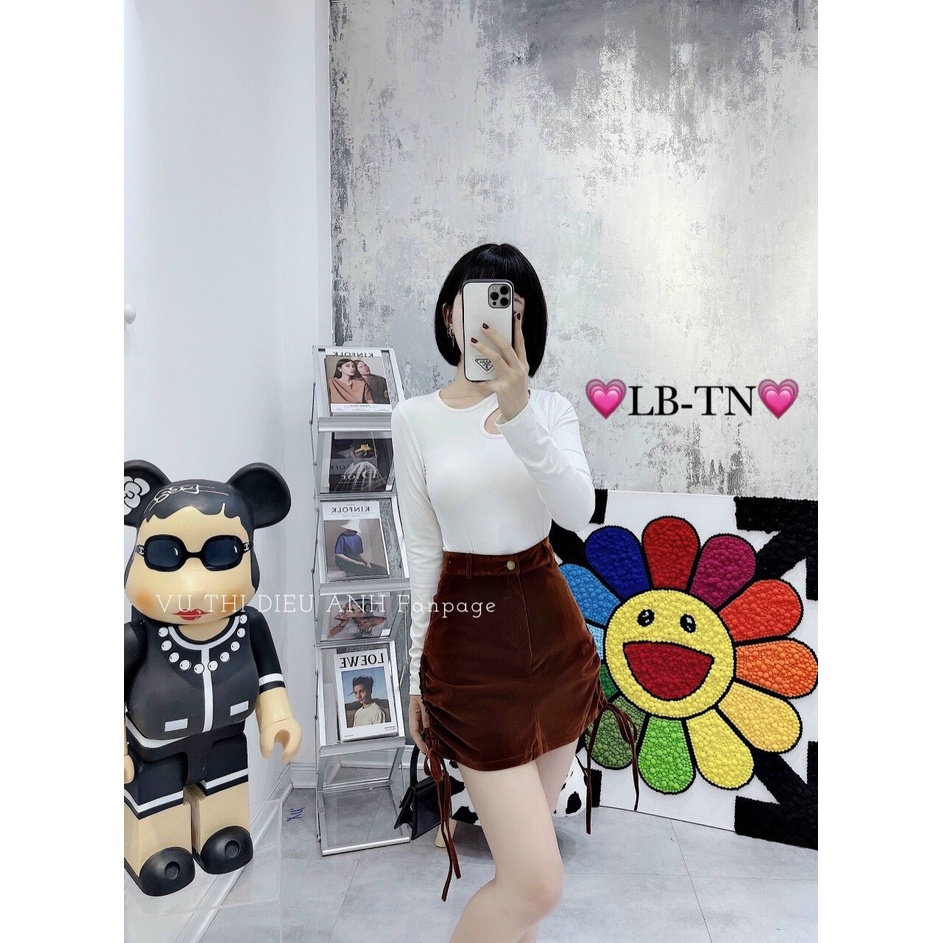 Chân Váy Nhung Rút Dây 2 Bên_Xưởng May Quang Anh