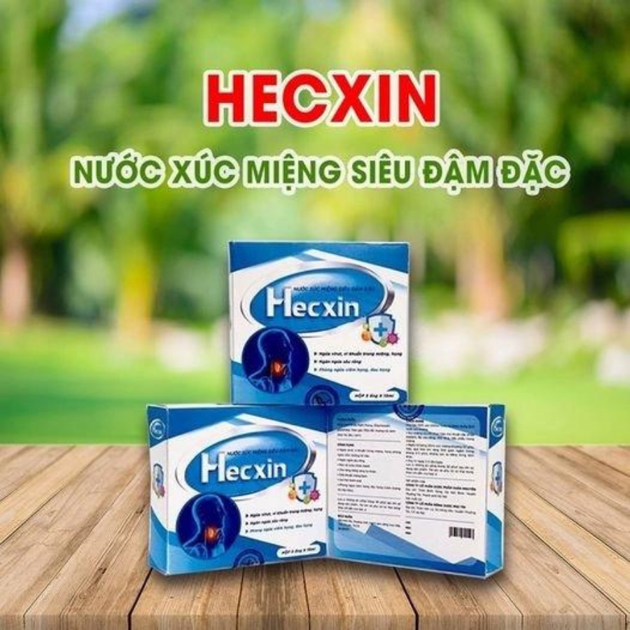 Nước súc miệng chlorhexidine siêu đậm đặc Hecxin - hộp 5 ống 10ml, 1 ống pha thành 500ml