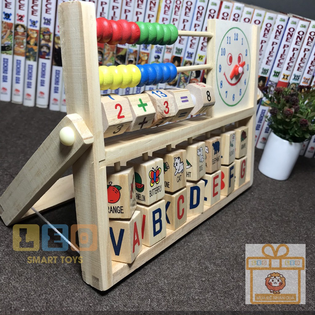 ĐỒ CHƠI GỖ MONTESSORI CHO BÉ, KỆ CHỮ HỌC CHỮ CÁI TIẾNG ANH, TẬP LÀM TOÁN VÀ XEM ĐỒNG HỒ