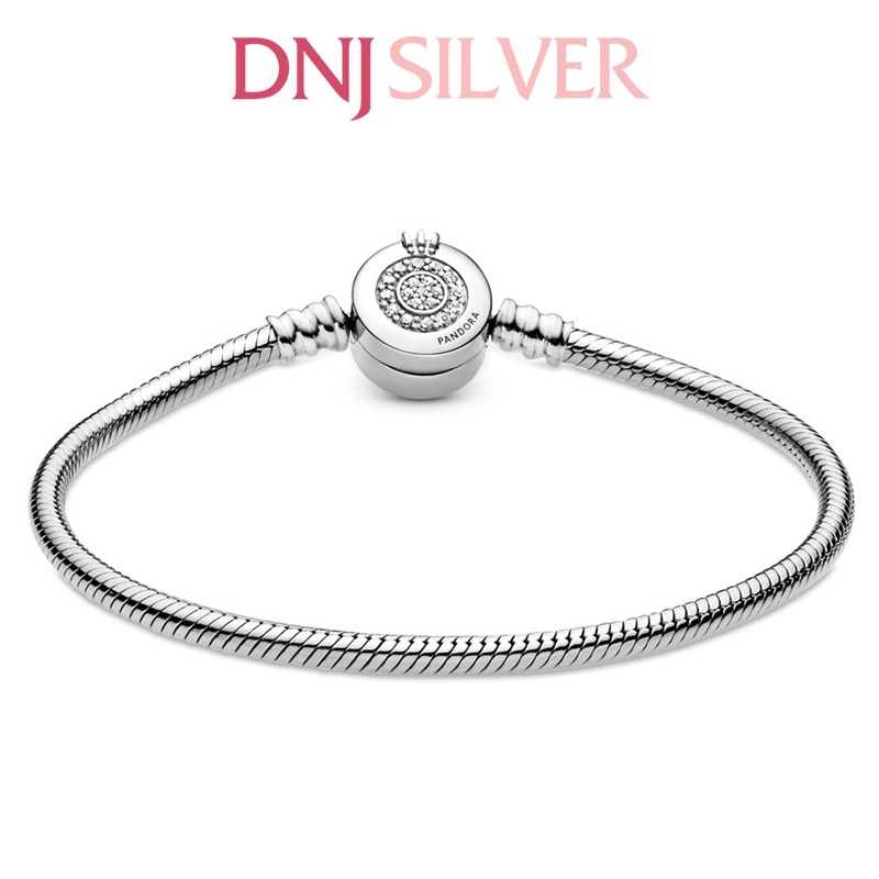 Vòng tay bạc 925 cao cấp - Mẫu vòng Sparkling Crown O Snake Chain, có thể mix thêm hạt charm vào vòng theo ý thích