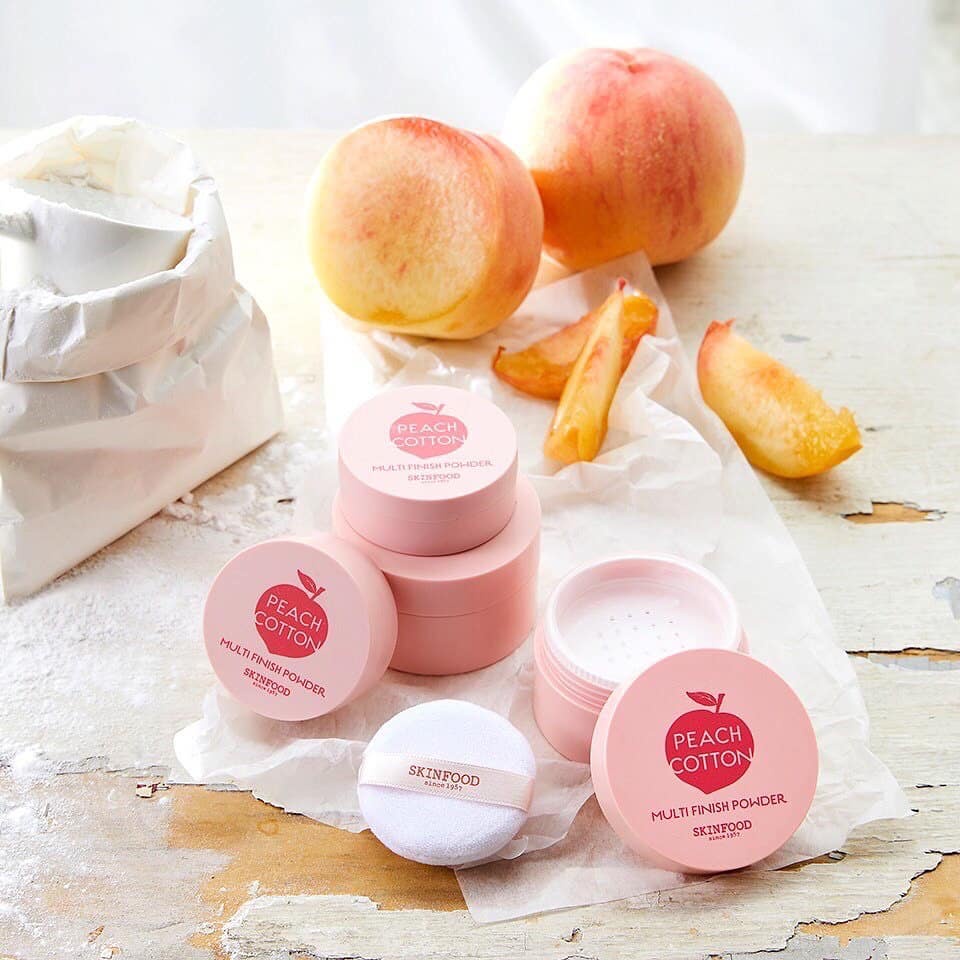 Phấn phủ kiềm dầu chiết xuất đào Skinfood Peach Cotton Multi Finish Powder 5g