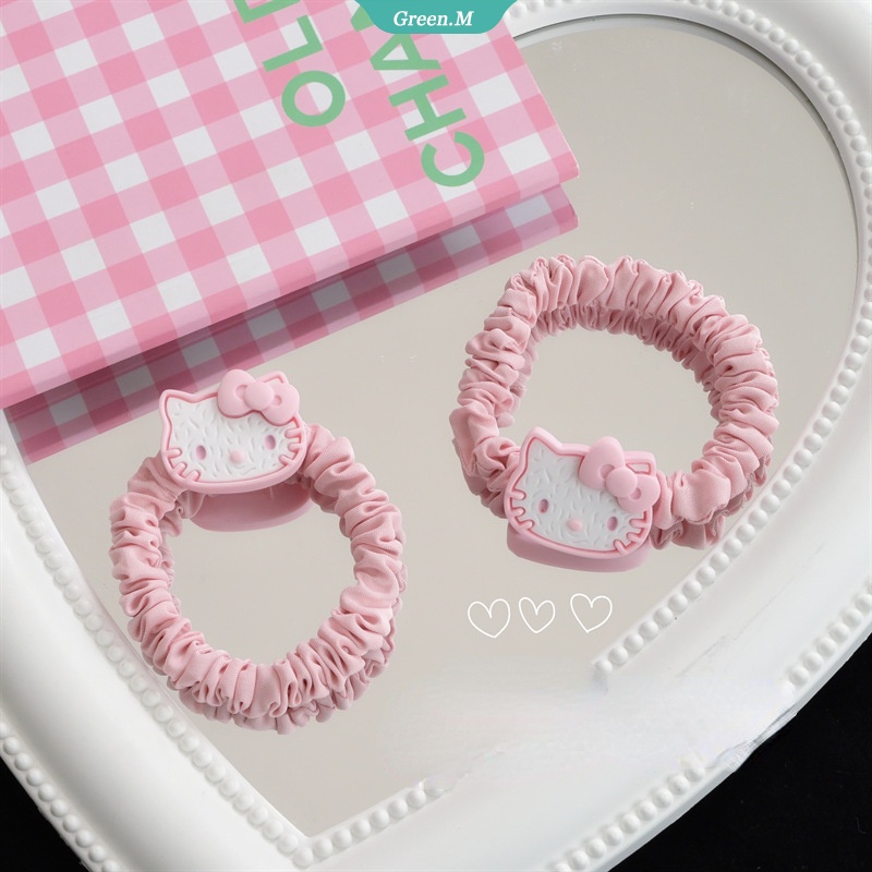 SANRIO Dây Cột Tóc Co Giãn Hình Hello Kitty Màu Hồng Cho Nữ
