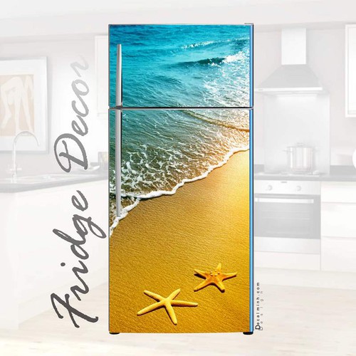 Decal 3D dán Cửa Tủ Lạnh chống thấm cao cấp mẫu sao biển (60x130cm/150cm/180cm)