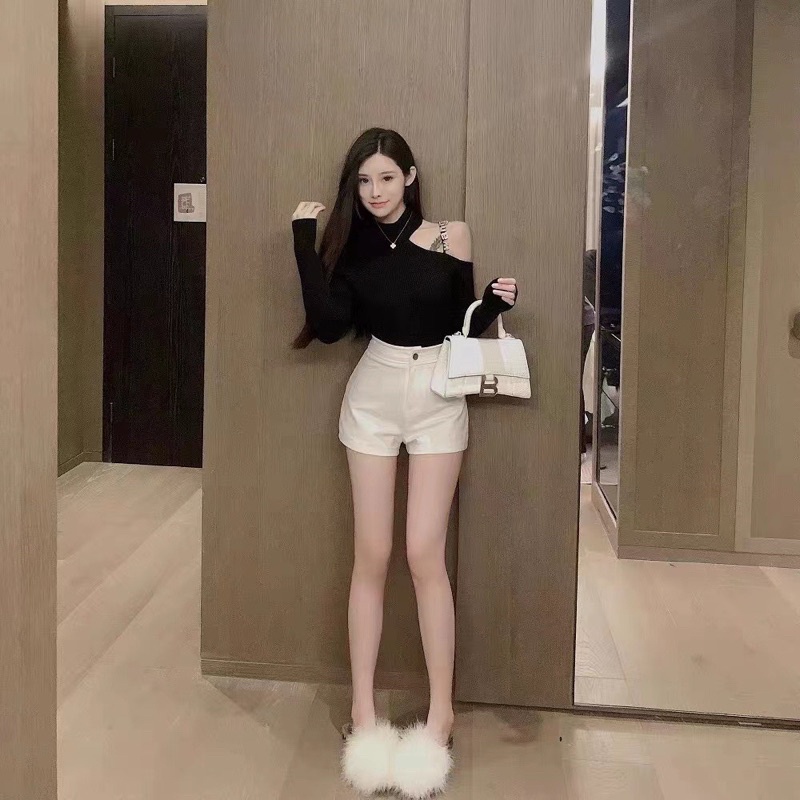 Quần đùi nữ chất umi cạp cao tôn, quần short nữ co giãn 2 màu