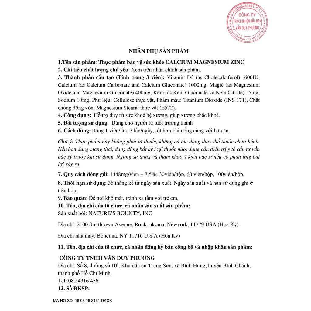 Viên Uống Bổ Sung Canxi, Ngừa Loãng Xương Nature's Bounty Calcium Magnesium Zinc (Chai100 Viên) | BigBuy360 - bigbuy360.vn