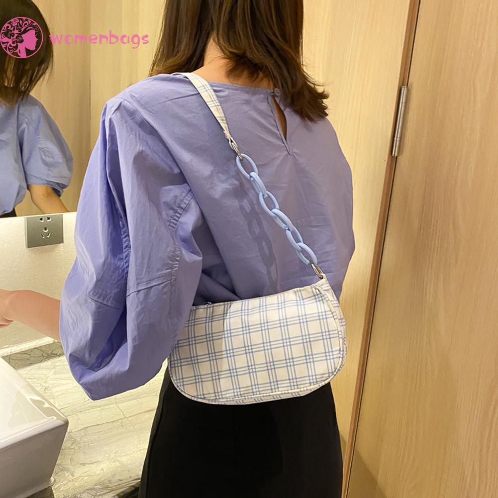 Túi đeo vai canvas họa tiết kẻ sọc thời trang nữ phong cách Hàn Quốc | BigBuy360 - bigbuy360.vn