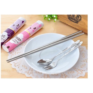 2 bộ muỗng đũa nĩa du lịch tình nhân cực cute
