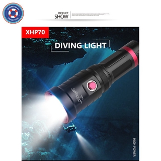 Powerful P70 Scuba Diving Flashlight Diver Light LED Underwater Torch Lamp