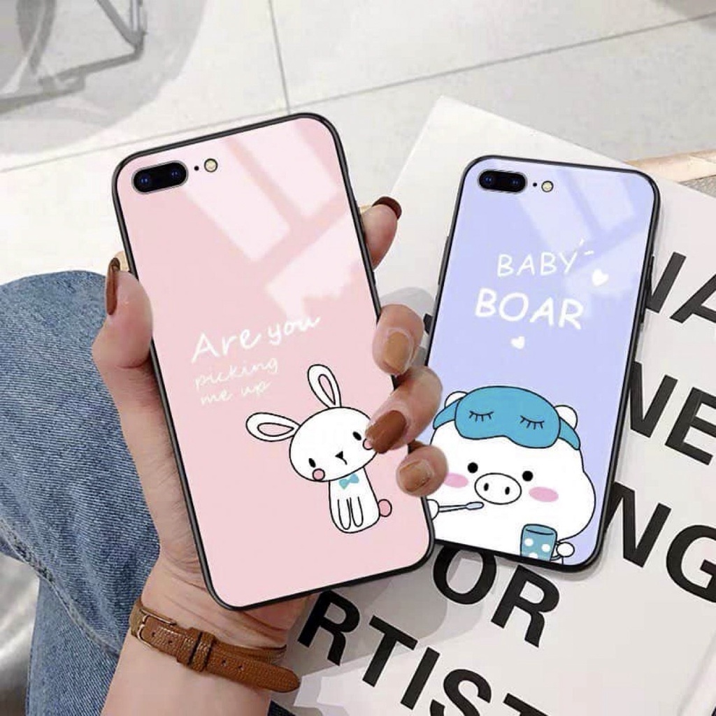 Ốp lưng iphone kính thỏ và heo case 14 14plus 13 pro max 12 promax 11 mini 6 6s 7 8 plus x xr xs