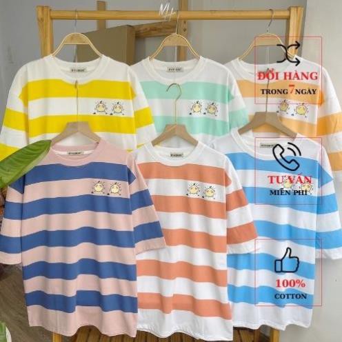 Áo thun tay lỡ kẻ sọc Unisex MH.Fashion Áo phông kẻ ngang chất liệu Cotton co dãn 4 chiều cho cả nam và nữ . ️🥇