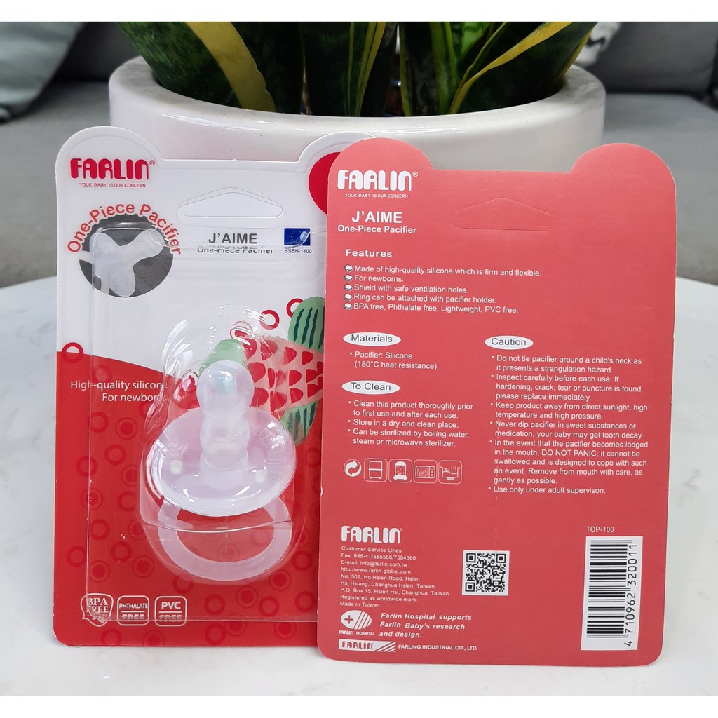 Ty Ngậm Silicon Siêu Mềm Cho Bé Sơ Sinh Hiệu FARLIN