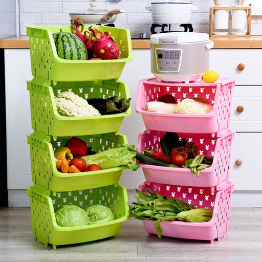 Kệ Rổ Nhựa 4 Tầng Đựng Đồ Đa Năng Cao Cấp - Ko Nắp Có Lỗ Thông Thoáng- Có Thể Tháo Rời (Giao Màu Ngẫu Nhiên)