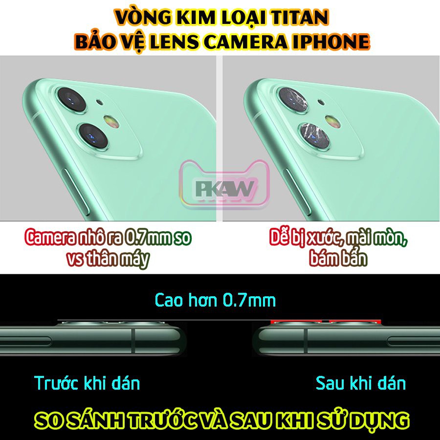 Tặng hộp đựng lens cao cấp_Vòng kim loại titan bảo vệ lens camera cho các dòng iphone 11 / iphone 12_Tím