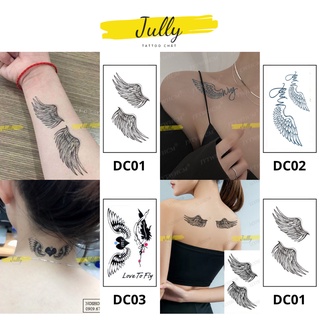 Hình xăm dán đôi cánh nhỏ cho nam nữ, miếng dán chống nước, xăm tạm thời an toàn bền đẹp JULLY Tattoo chất