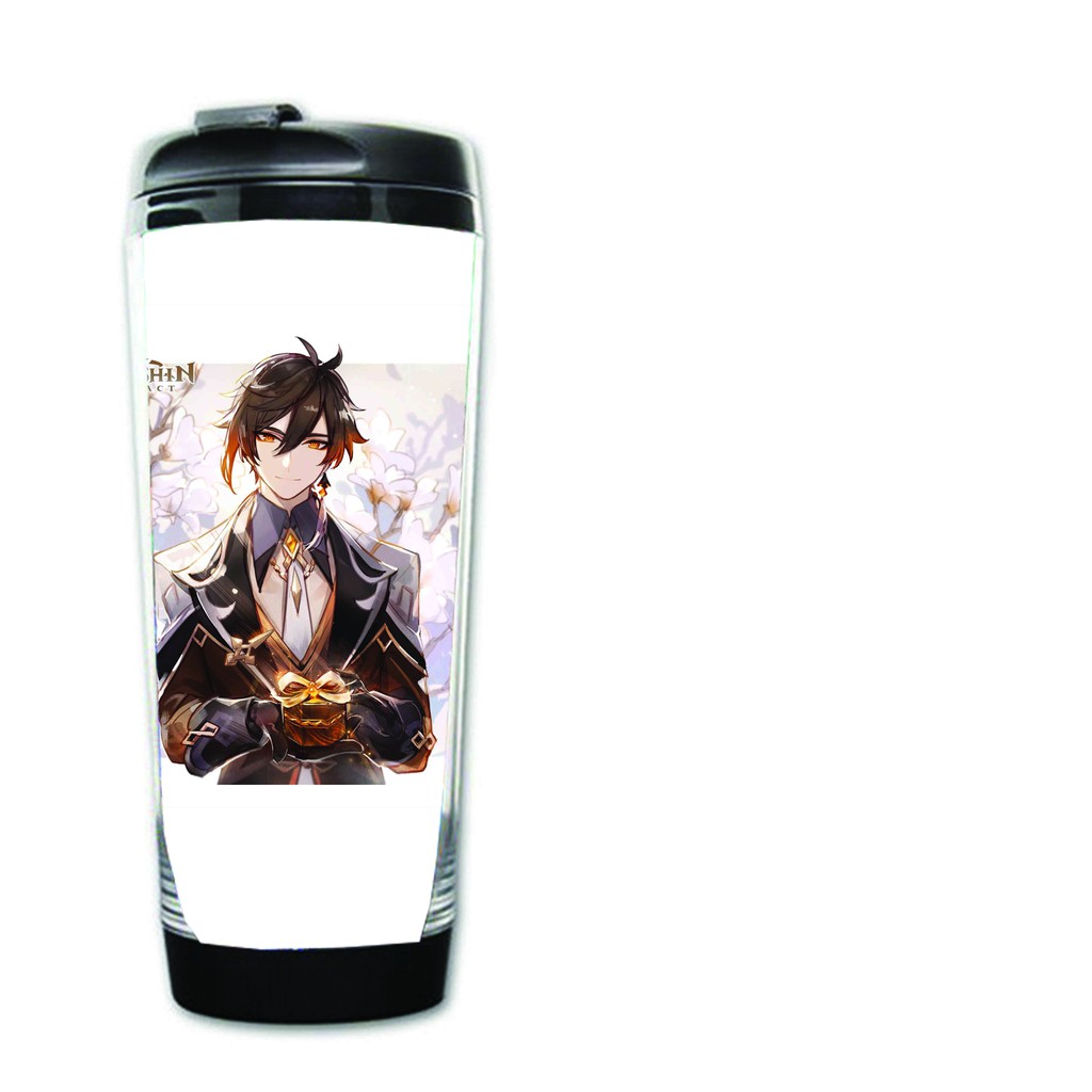 Bình nhựa đựng nước in hình GENSHIN IMPACT game anime chibi tiện lợi độc đáo m2
