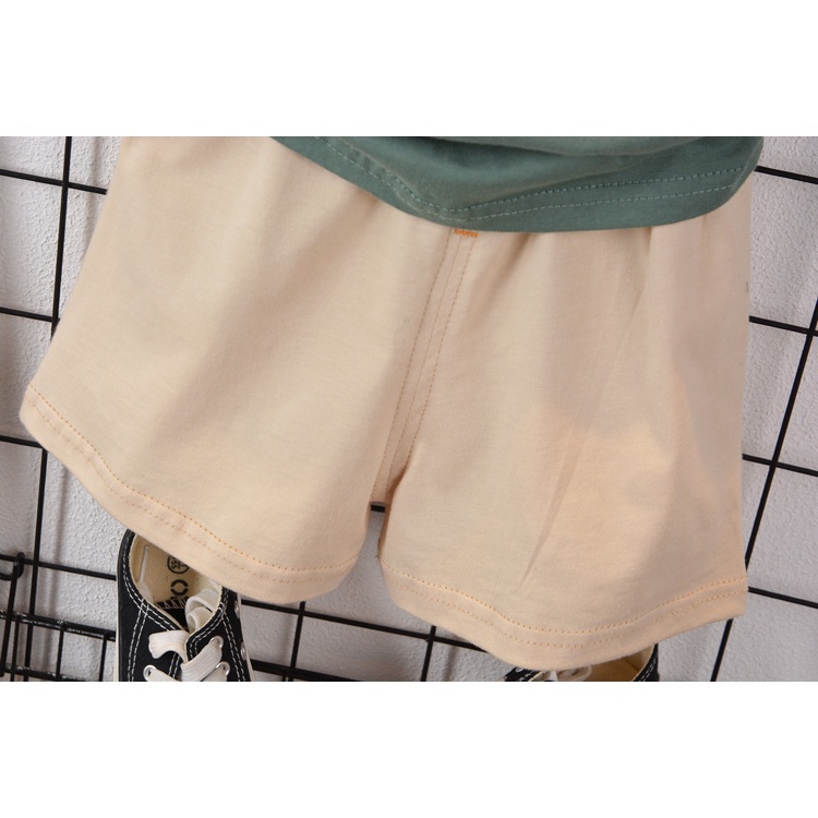 Bộ áo thun cotton ngắn tay in chữ + quần short thể thao thời trang cho bé trai 0-6 tuổi