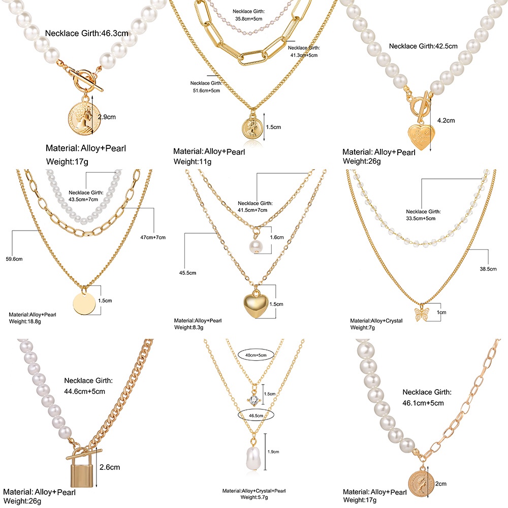 Vòng cổ AY nhiều lớp/ một lớp đính hạt ngọc trai nhân tạo nhiều mẫu tùy chọn phong cách Hàn Quốc thời trang