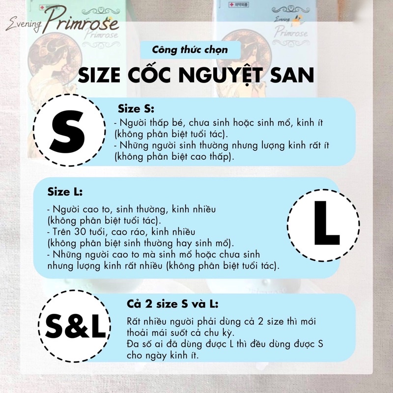 Bộ cốc nguyệt san Primrose Evening và nước rửa cốc Primrose Evening 150ml nhập khẩu Hàn Quốc