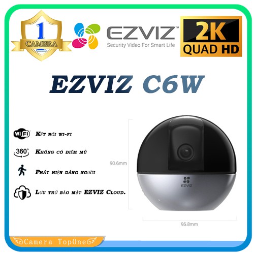 Camera Xoay IP WIFI Không Dây 4M 2K HD EZVIZ C6W quay quét 360 độ Chính Hãng BH 24TH