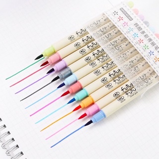 BỘ 10 BÚT LÔNG MỀM MẠI NHIỀU MÀU SẮC DẠ QUANG VIẾT THƯ PHÁP CHO HỌC SINH