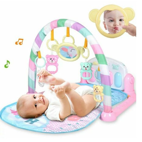 FREE SHIP !!! Thảm nằm chơi nhạc phát triển trí tuệ cho bé yêu hình hươu 9BABY - Chân màu hồng