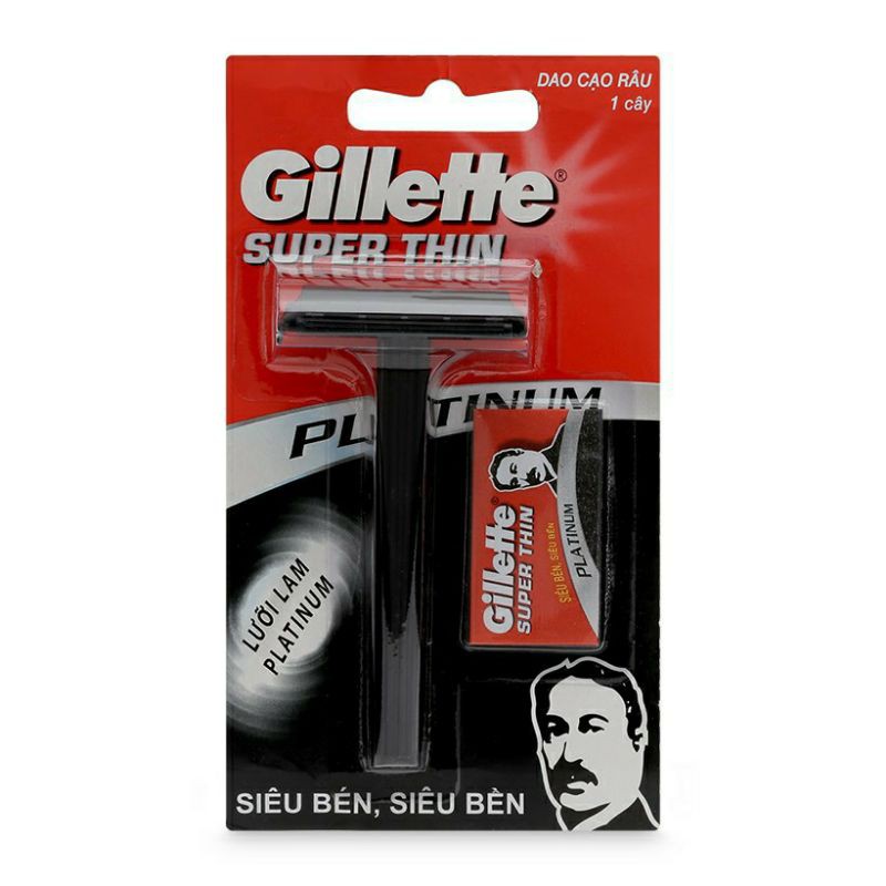 Dao cạo râu Gillette Super Thin lưỡi đơn( 01 cây + 1 lưỡi)