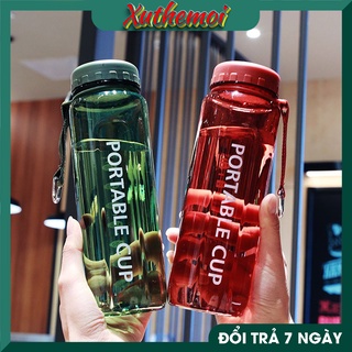Bình nước nhựa dễ thương  XUTHEMOI Portable 760ml mẫu đẹp nhựa an toàn