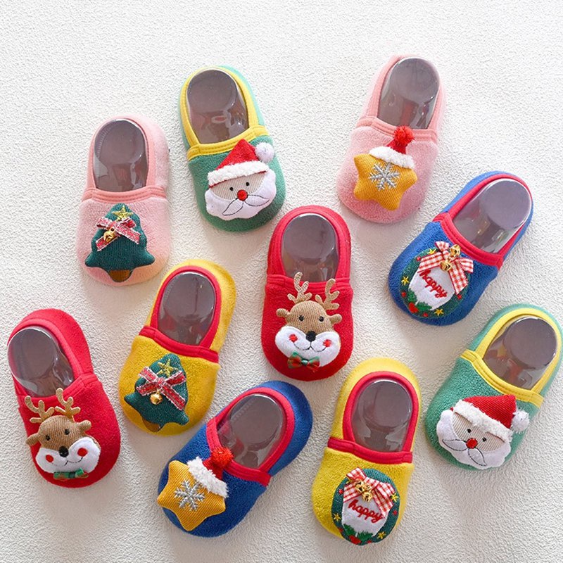 Giày Chống Trượt Hình Ông Già Noel Hoạt Hình Cho Bé 1-4 Tuổi