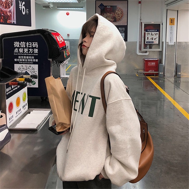 Áo Hoodie Tay Dài Dáng Rộng In Họa Tiết Thời Trang Retro Hàn Quốc Cho Nữ