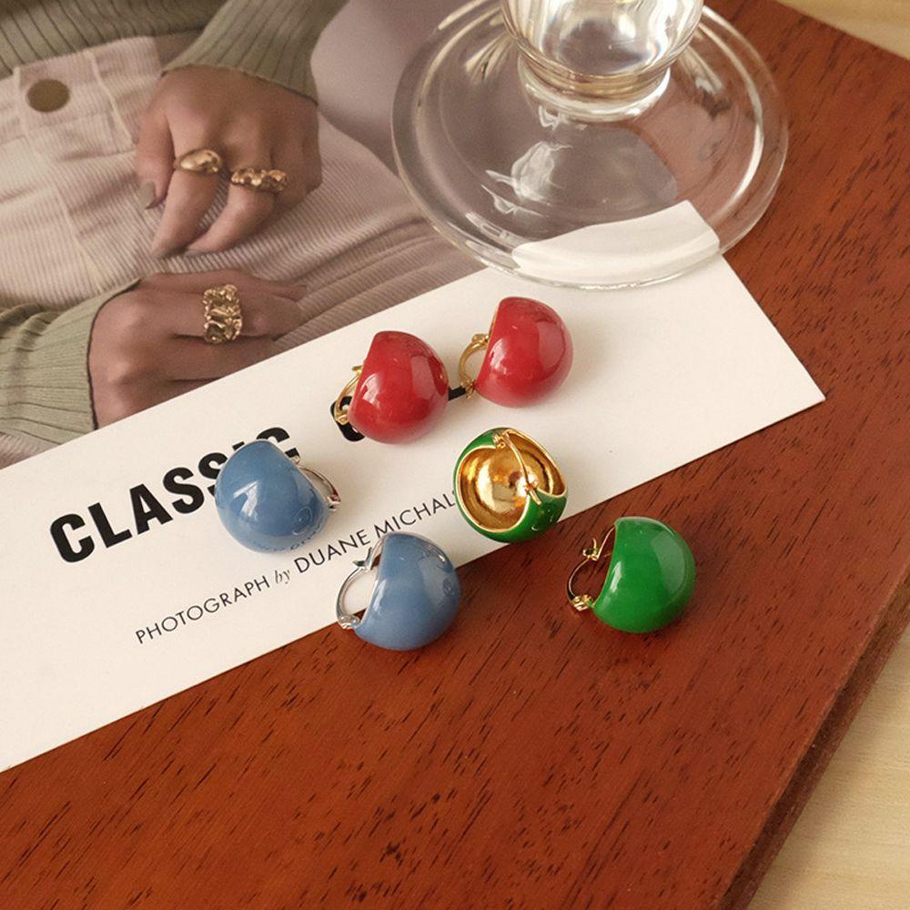 Bông Tai Đính Hạt Tròn Bằng Đồng Tráng Men Thời Trang Dành Cho Nữ