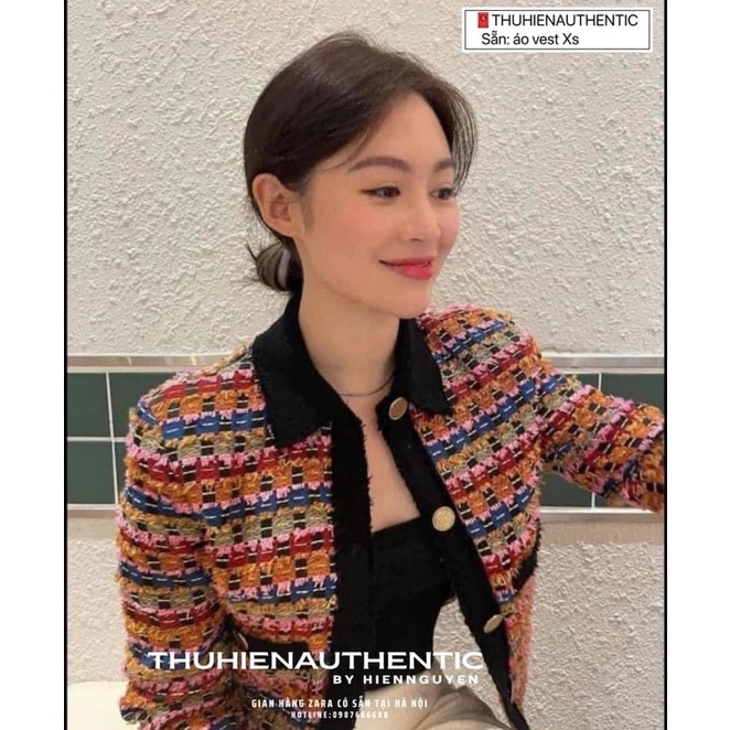 Áo dạ tweed mẫu kẻ nâu zara cực hot