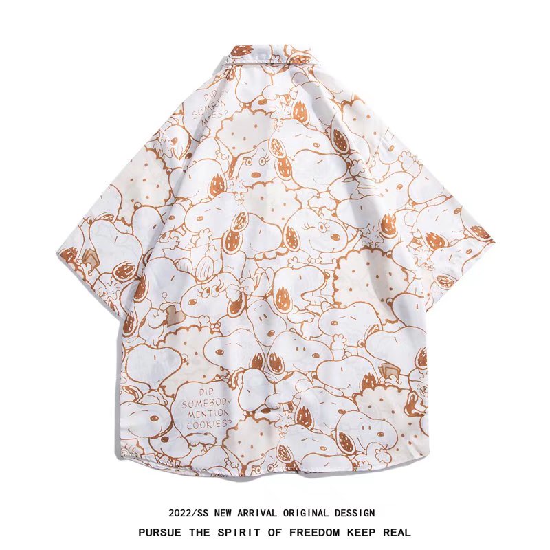 Áo Sơ Mi Tay Ngắn In Hoạt Hình Snoopy Thời Trang Mùa Hè Chất Lượng Cao Cho Nam