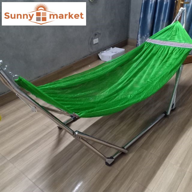 Bộ Khung võng xếp inox cao cấp bao gồm khung và lưới võng loại dày nặng 1,3kg