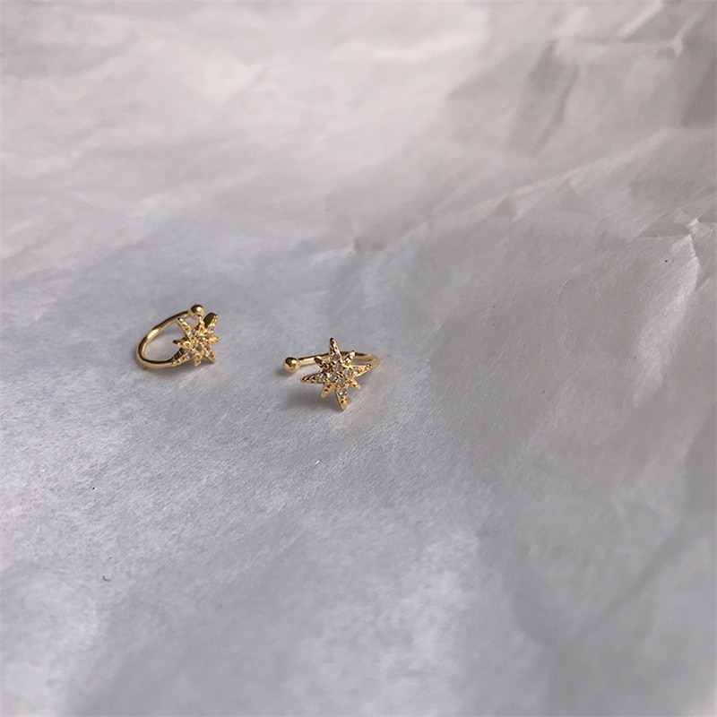 Khuyên Kẹp Vành Tai Hình Ngôi Sao Đính Đá Thời Trang Cho Nữ