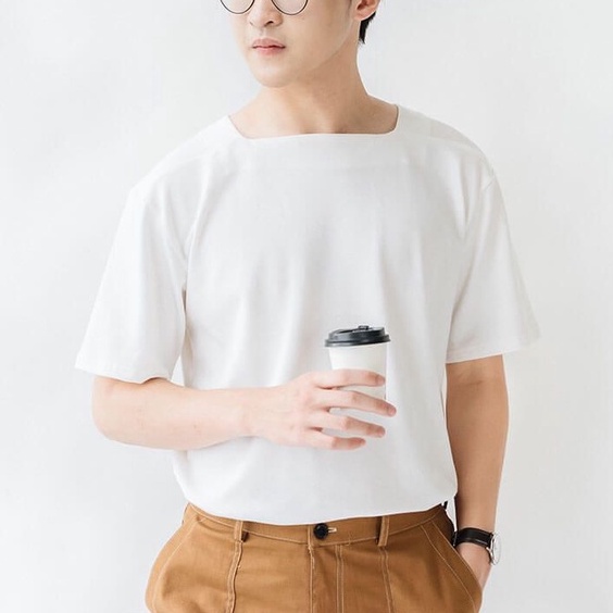 Áo phông Nam ngắn tay cổ vuông SSStutter vải Cotton thấm hút mồ hôi co dãn 4 chiều thoải mái 4 màu Square Tee