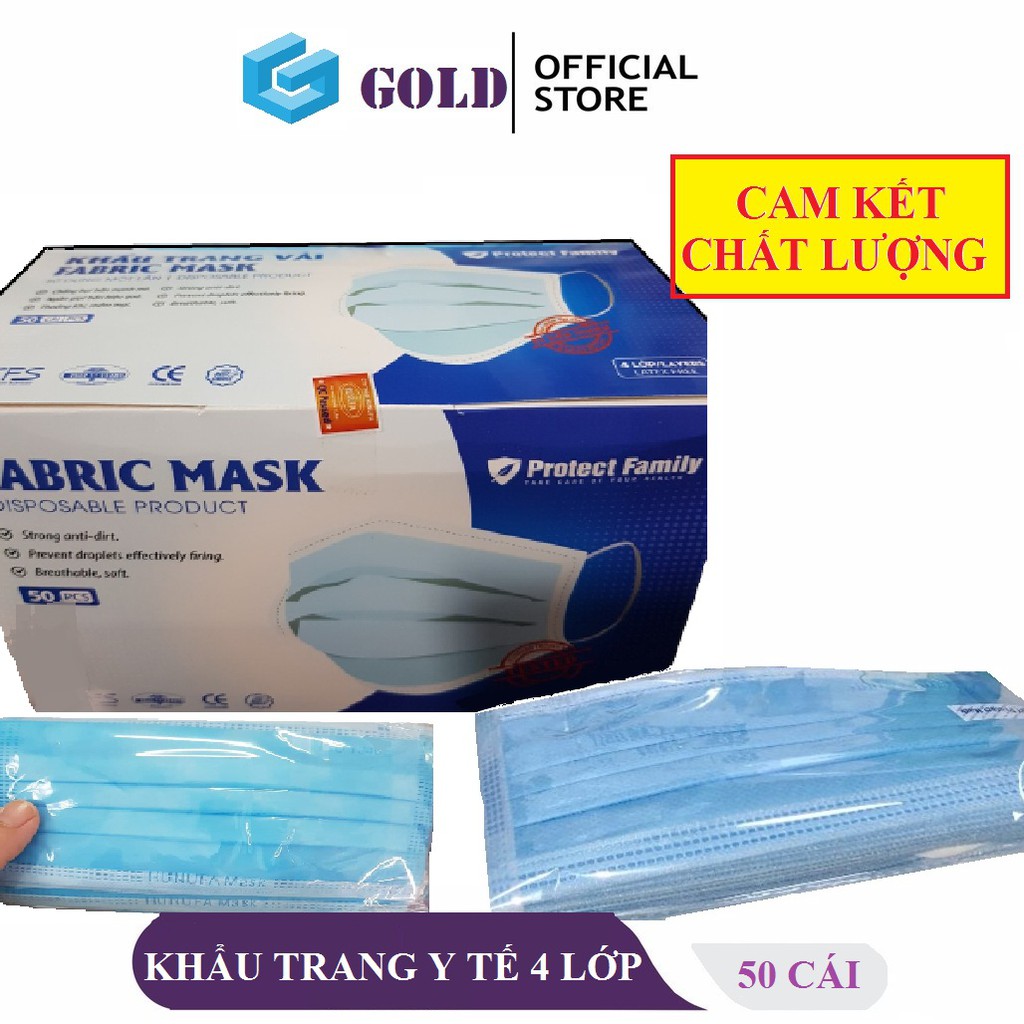 Khẩu Trang y Tế 4 Lớp Kháng Khuẩn 50 Cái HUNUFA Màu Xanh